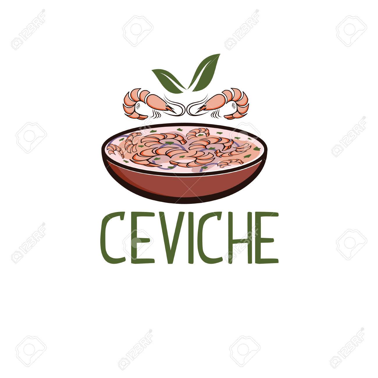 伝統的なセビーチェ 南アメリカ シーフードのエビのスープのイラスト素材 ベクタ Image 伝統的なセビーチェ 南アメリカ シーフードのエビのスープのイラスト素材 ベクタ Image