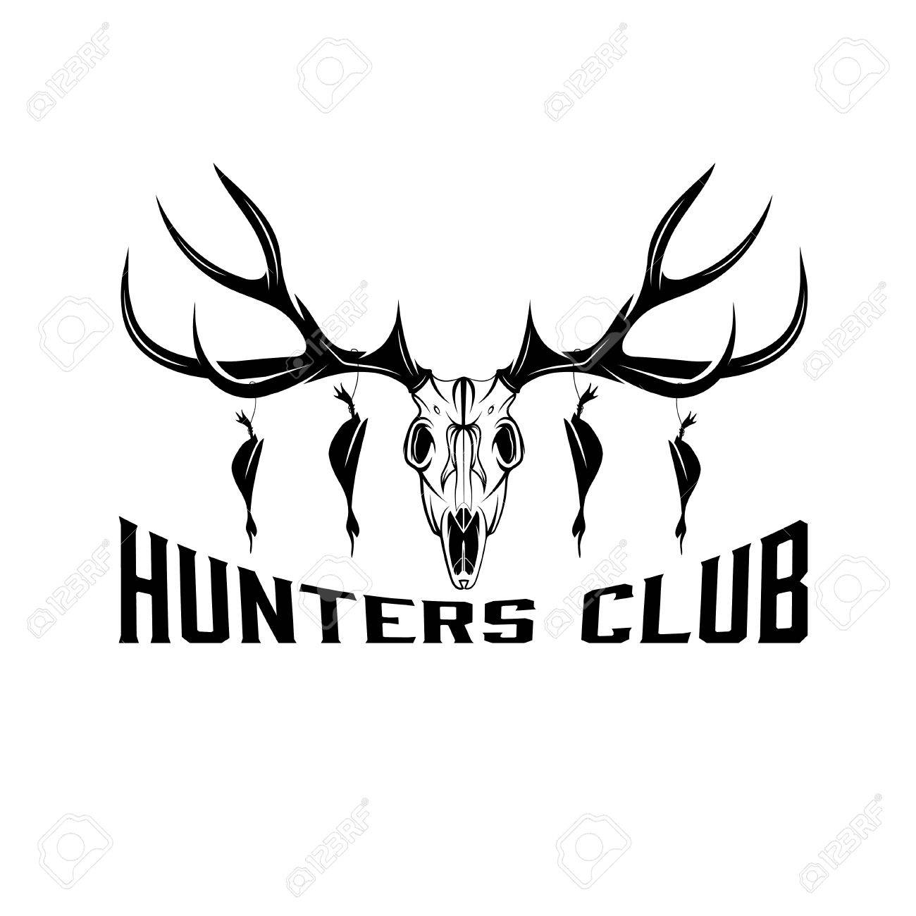 鹿頭蓋骨とアヒルのデザイン テンプレートのイラスト素材 ベクタ Image