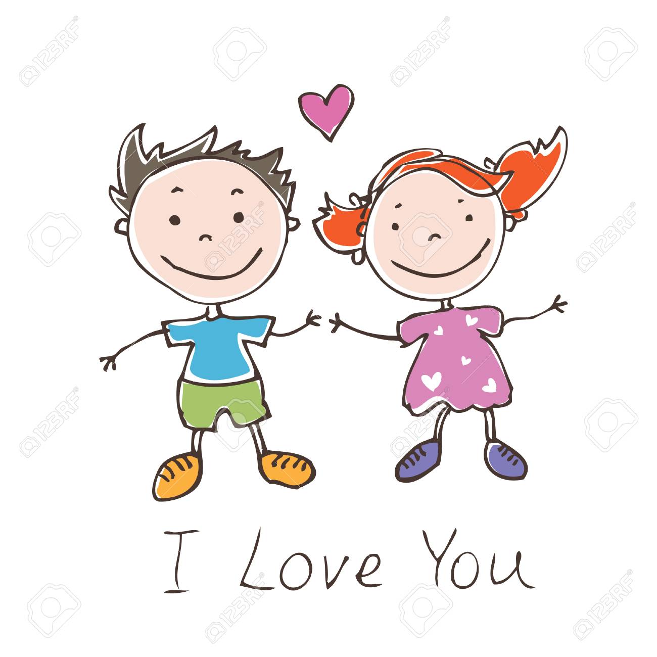 面白いのイラストは 女の子と男の子にいたずら書き ベクトル のイラスト素材 ベクタ Image