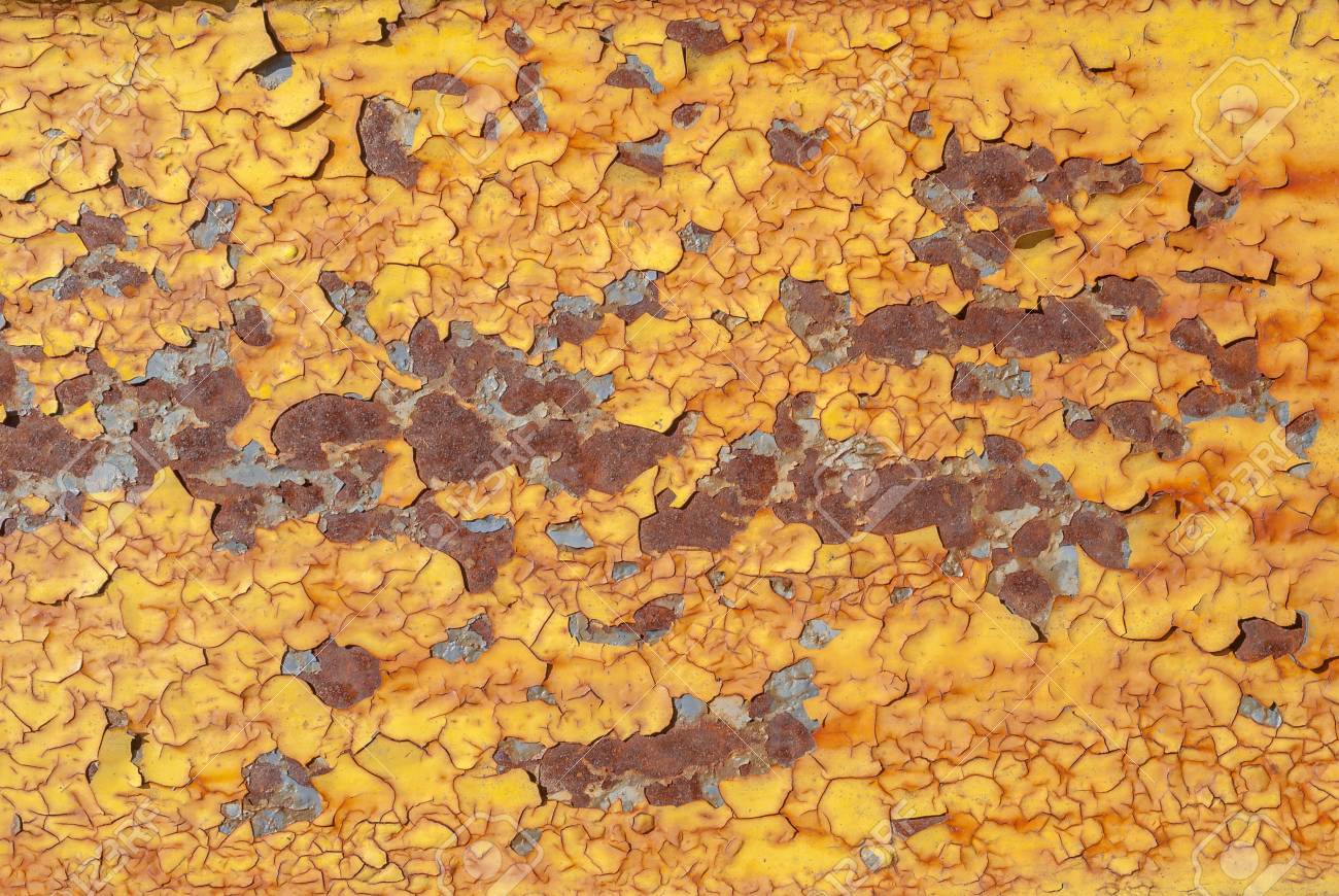 surface of rusty iron with remnants of old paint chipped paint old paint