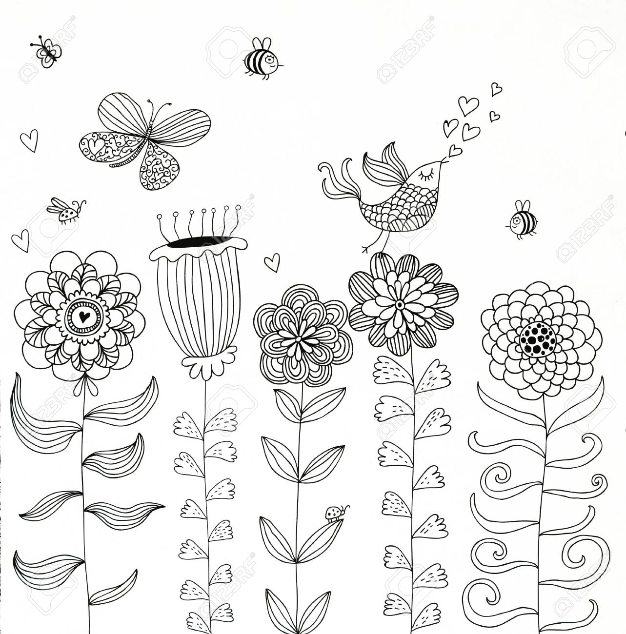 Abstraccion Dibujo En Blanco Y Negro Colorear Para Los Adultos