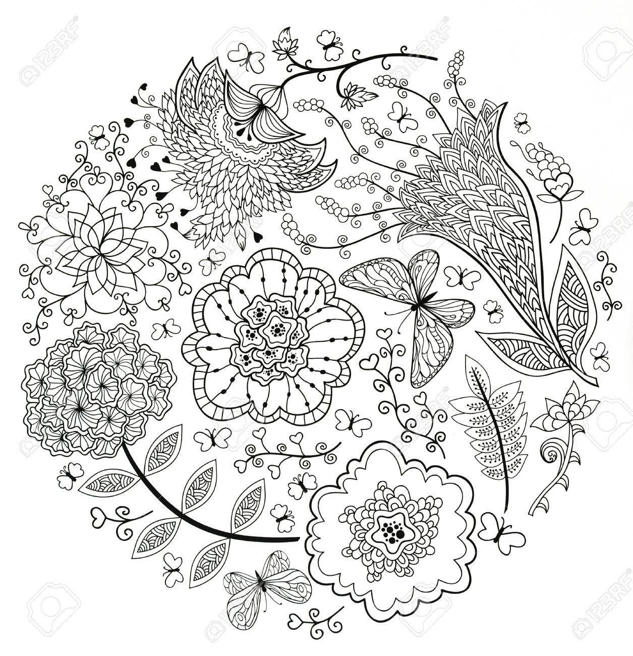 Abstraccion Dibujo En Blanco Y Negro Colorear Para Los Adultos