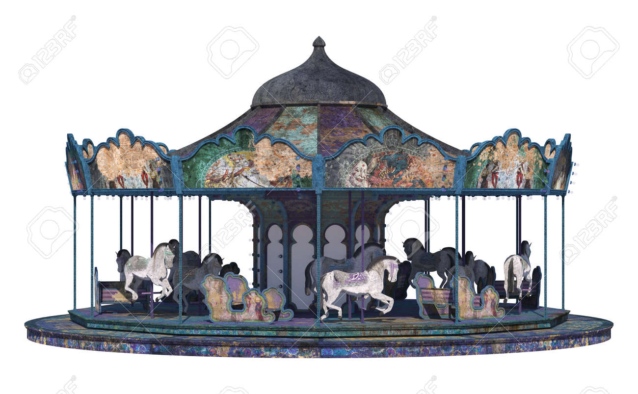 3d digital render of a vintage carnival carousel isolated on stock