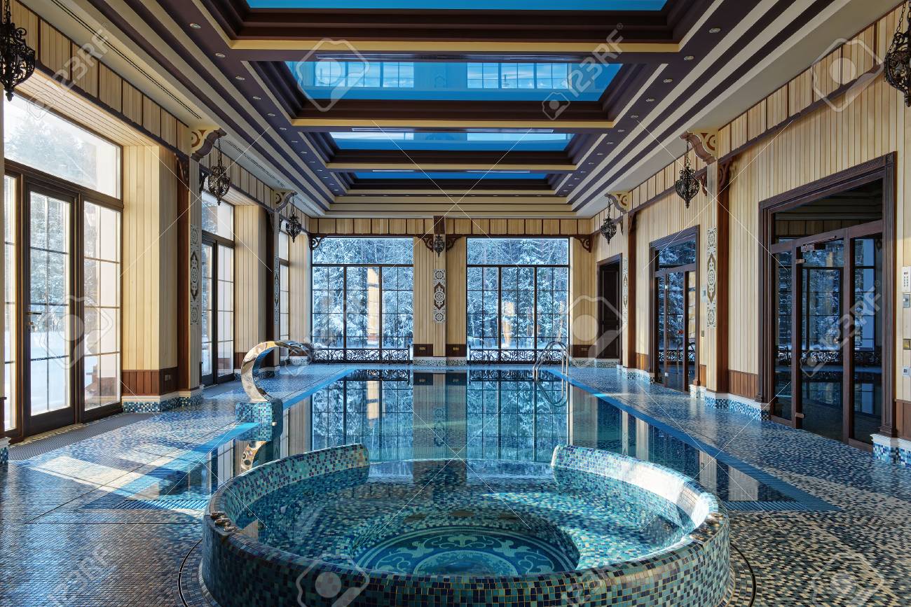 Interior Design Home With Indoor Pool Luxury House. Stock Photo, Picture  and Royalty Free Image. Image 94144268., image size:1300x867