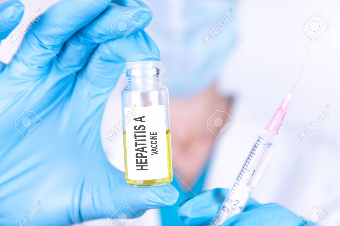 Text Hepatitis A Vaccine Of Is Written On A Bottle With The Background Stock Photo Picture And Royalty Free Image Image