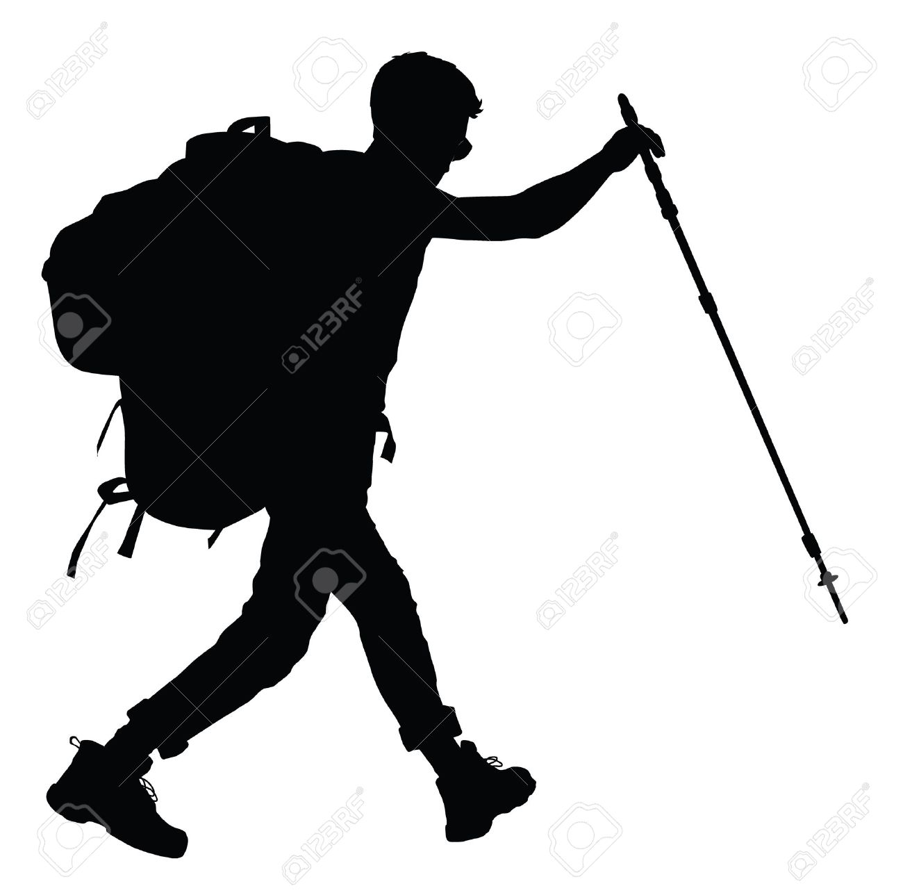 バックパッカーのシルエット のイラスト素材 ベクタ Image