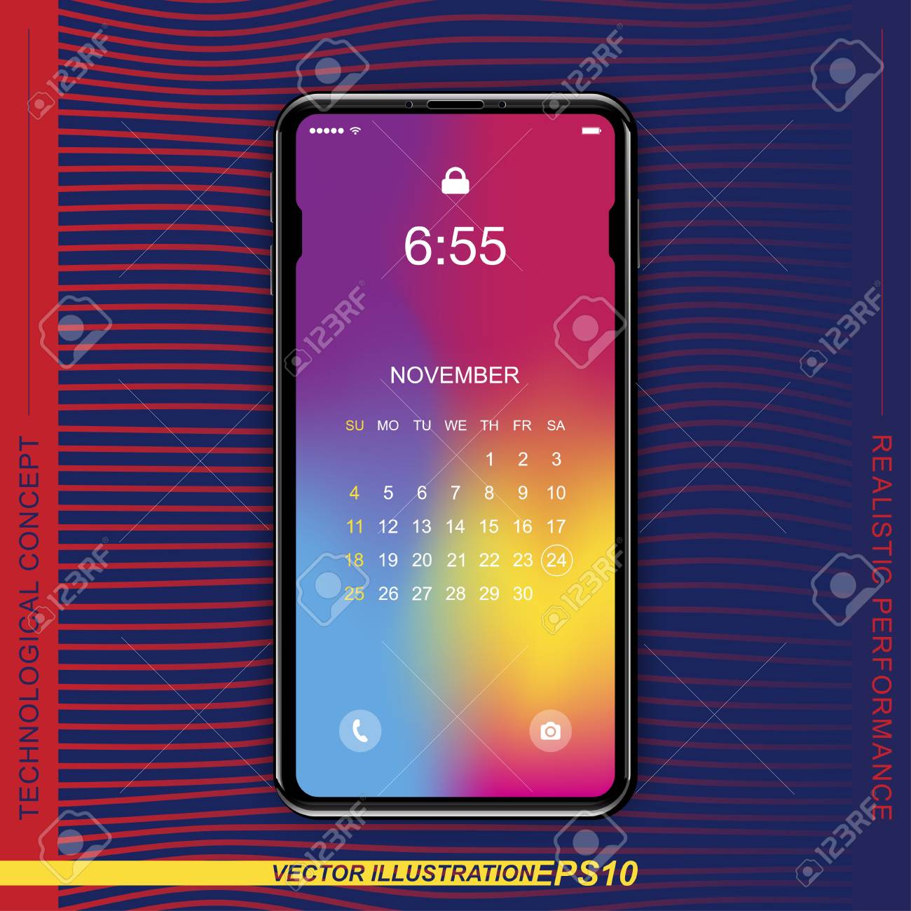 template realistic black smartphone
