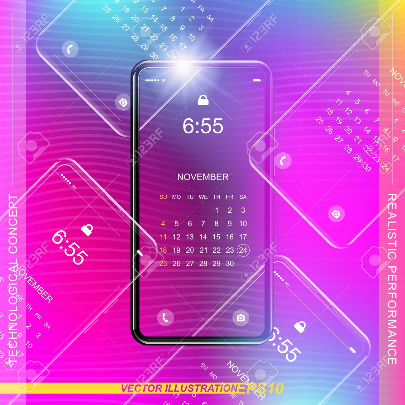template realistic smartphone with