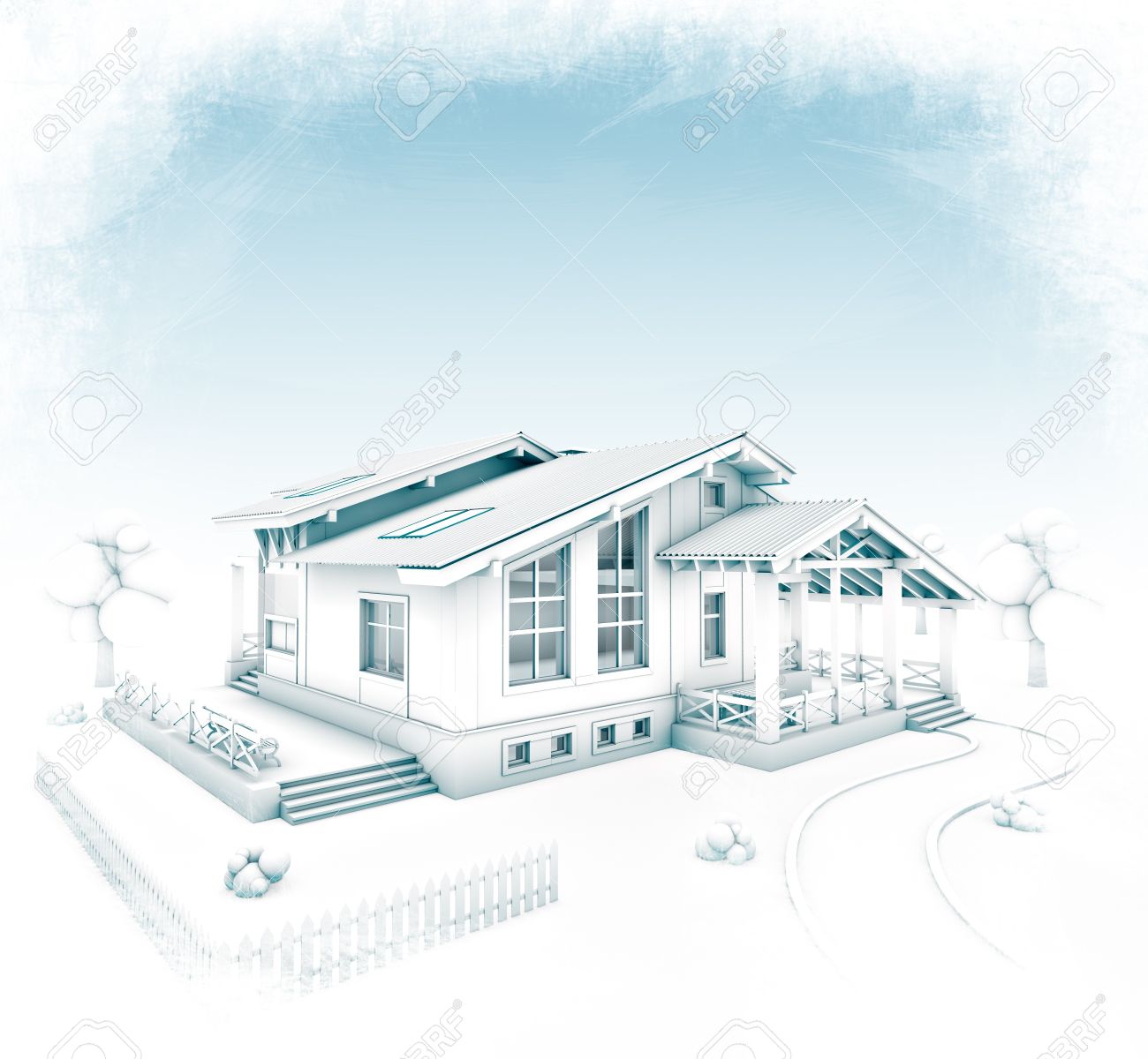 3d Rendering Of A House Project Stylized At Hand Drawing Stock Photo Picture And Royalty Free Image Image