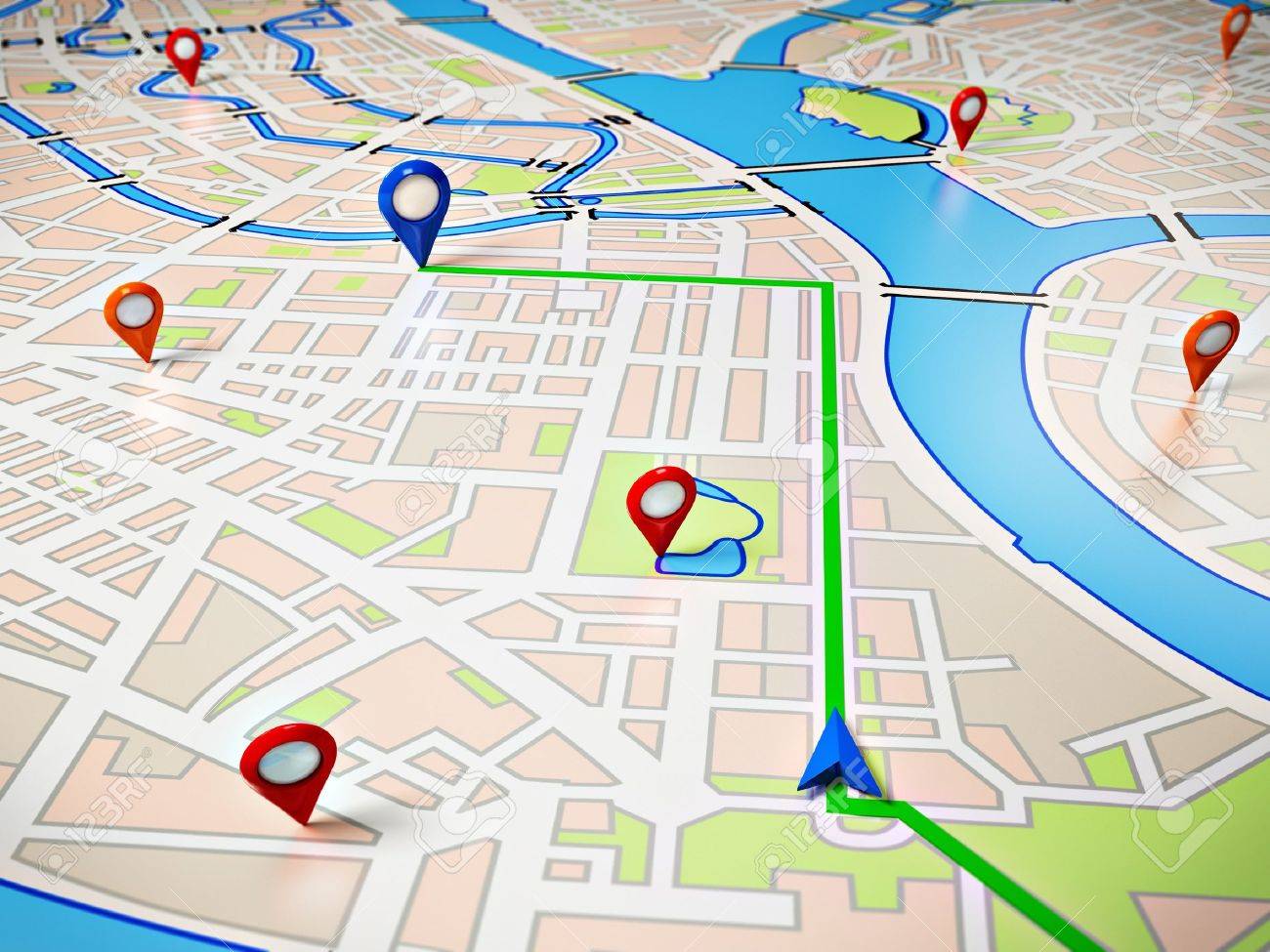 Gps Maps And Navigation Street Map With Gps Icons Navigation Stock Photo, Picture And Royalty Free  Image. Image 17960630.