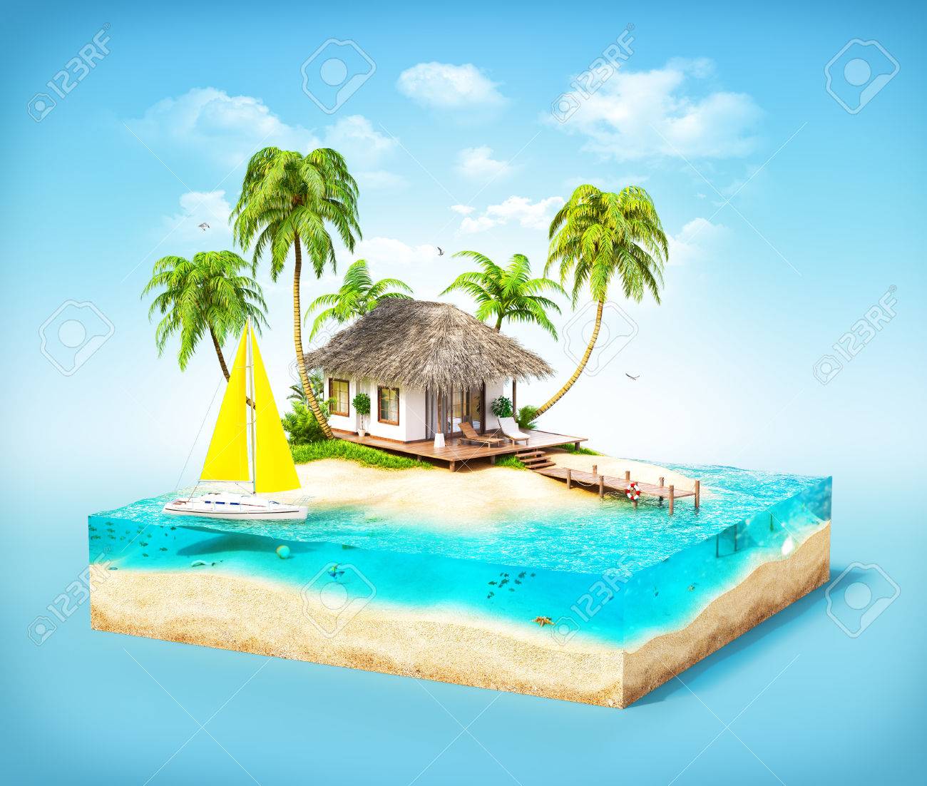 ヤシの木 断面でビーチ バンガロー 水と熱帯の島の作品 珍しい旅行イラスト の写真素材 画像素材 Image ヤシの木 断面でビーチ バンガロー 水と熱帯の島の作品 珍しい旅行イラスト の写真素材 画像素材 Image