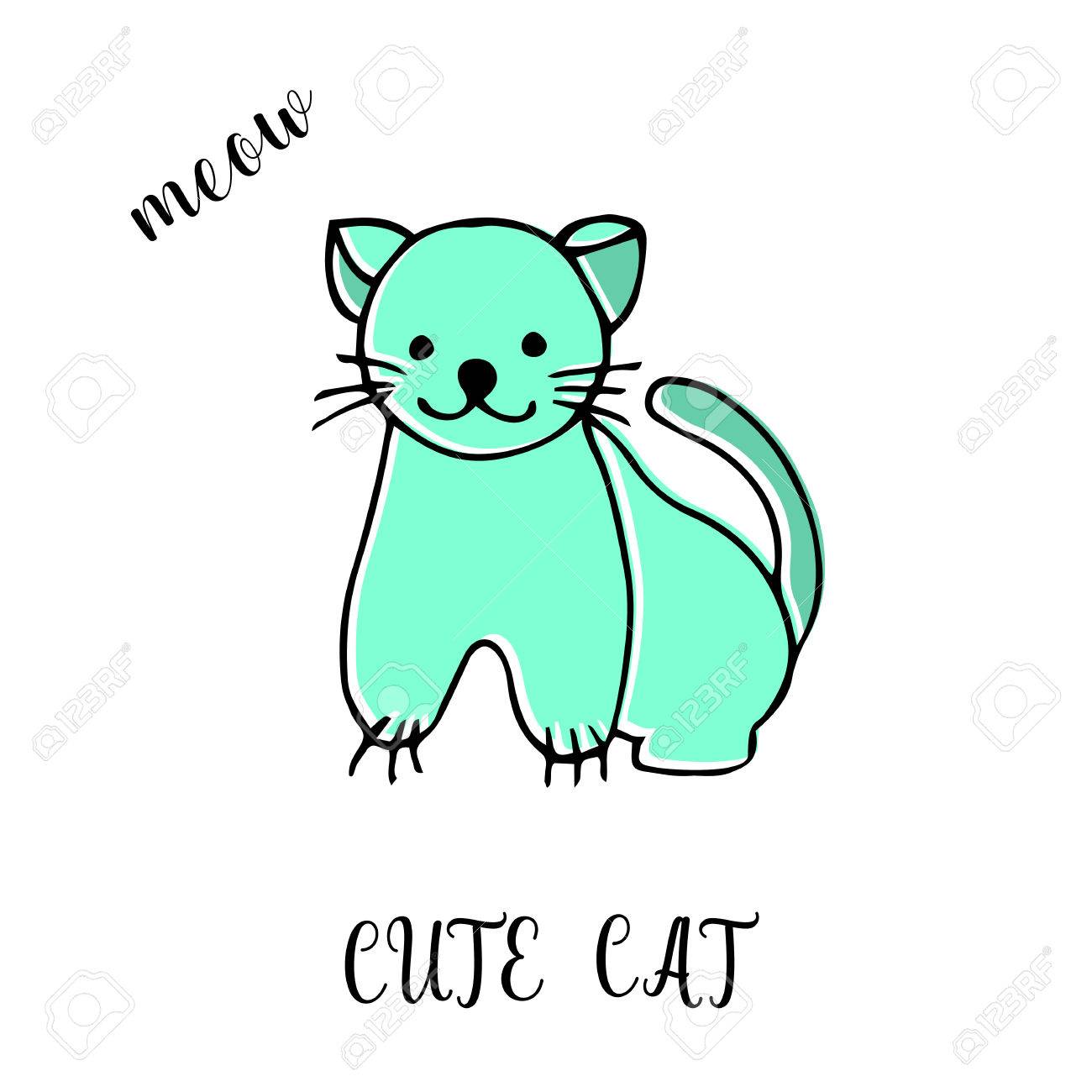 Childrens Dessin Un Joli Chat Le Modele Pour La Peinture Main Dessine Dans Un Style Enfants Drole Dessin Anime Doodles Vector Illustration Isole Sur Fond Blanc Clip Art Libres De Droits