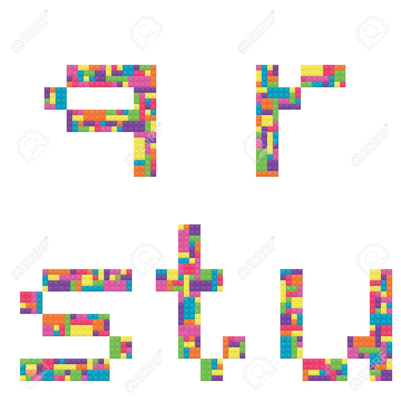 Q R S T U Alphabet Lowercase Letters From Children Building Royalty Free Cliparts Vectors And Stock Illustration Image 8666
