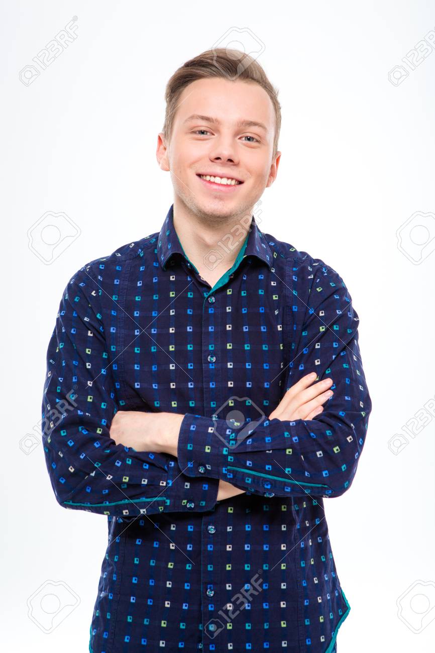 Atractivo Hombre Rubio Confía En Camisa A Cuadros Posando Encanto Atractivo. Retrato De Hombre Joven Confía En Camisa