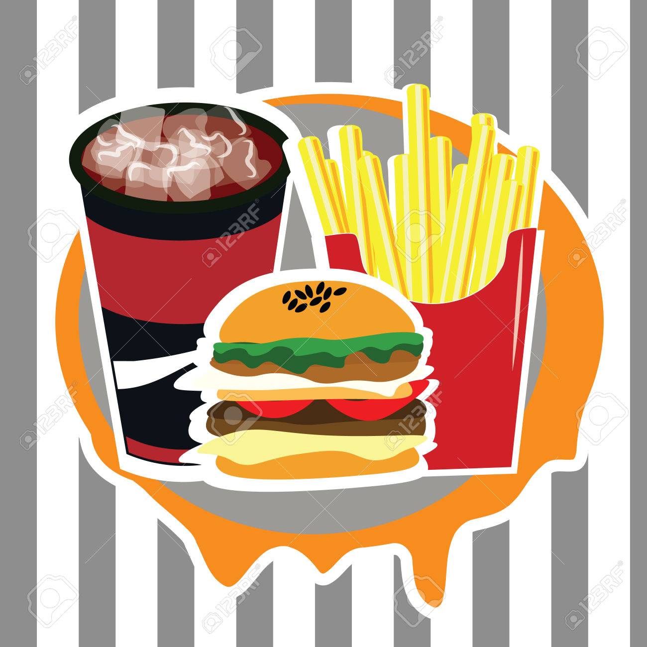 ファーストフード広告メニュー ベクトル イラストの美しいセットのイラスト素材 ベクタ Image