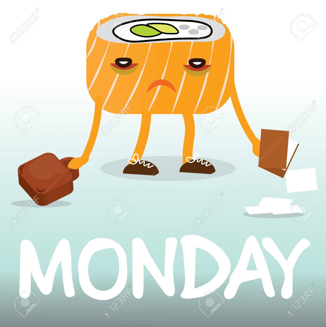 不満のコミック漫画寿司月曜日ベクトル図で仕事に行くのイラスト素材 ベクタ Image