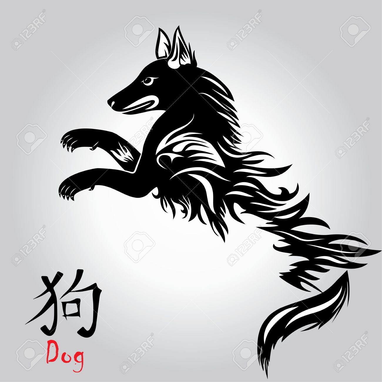 Puppy Animal Tattoo Of Chinese New Year Of The Dog Vector File Organized In  Layers For Easy Editing. Royalty Free SVG, Cliparts, Vectors, and Stock  Illustration. Image 69902432., image size:1300x1300