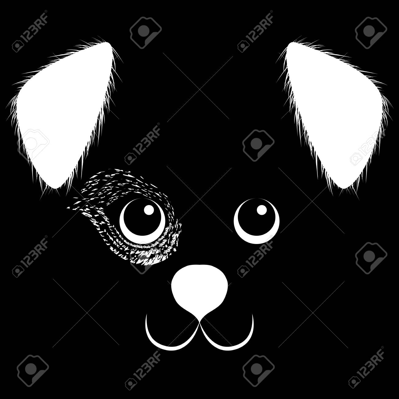 犬顔笑顔愛犬かわいい顔文字ロゴ アイコン イラスト T シャツに スケッチのタトゥーのデザイン のイラスト素材 ベクタ Image 1078