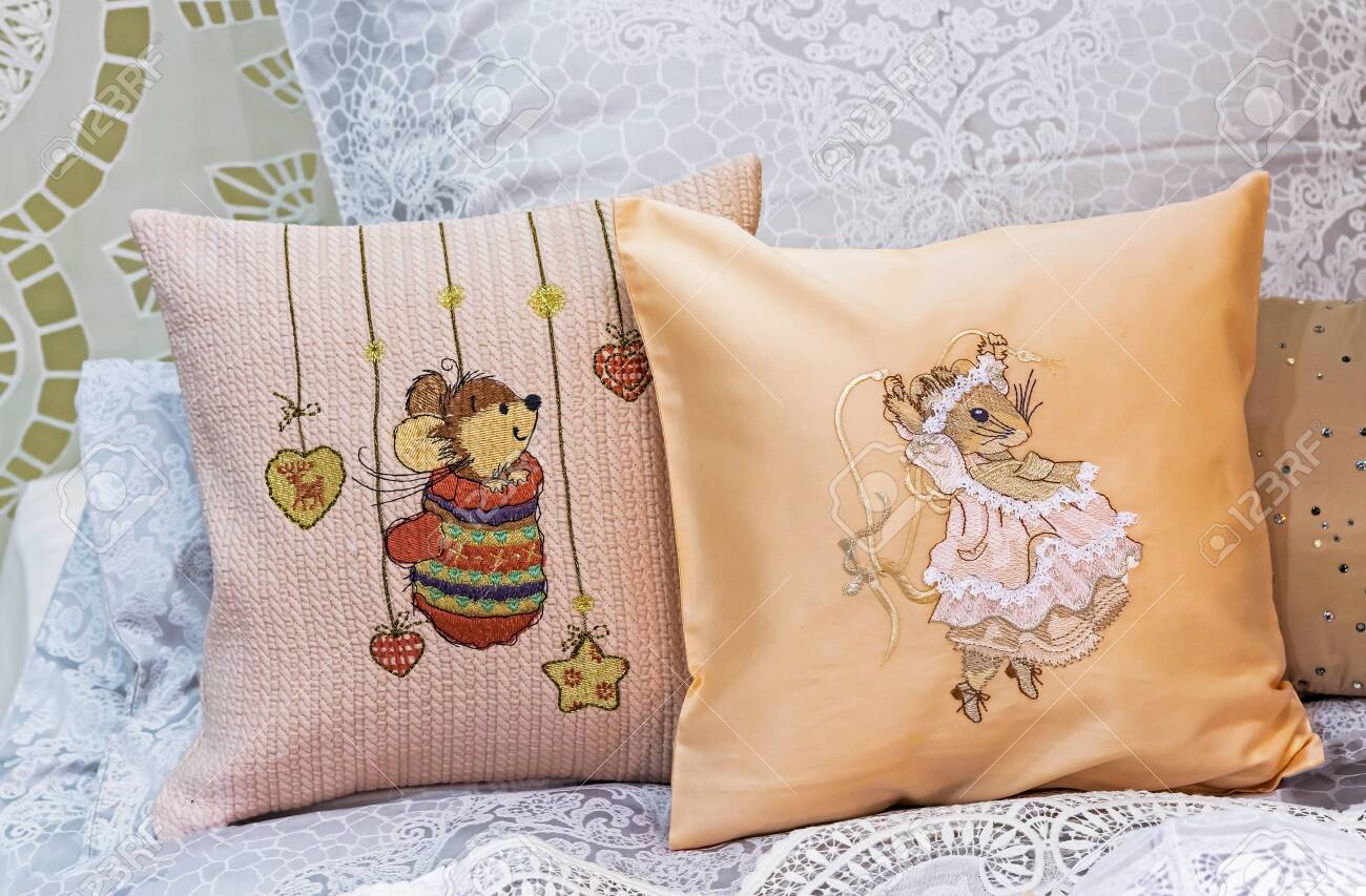 embroidered baby pillow