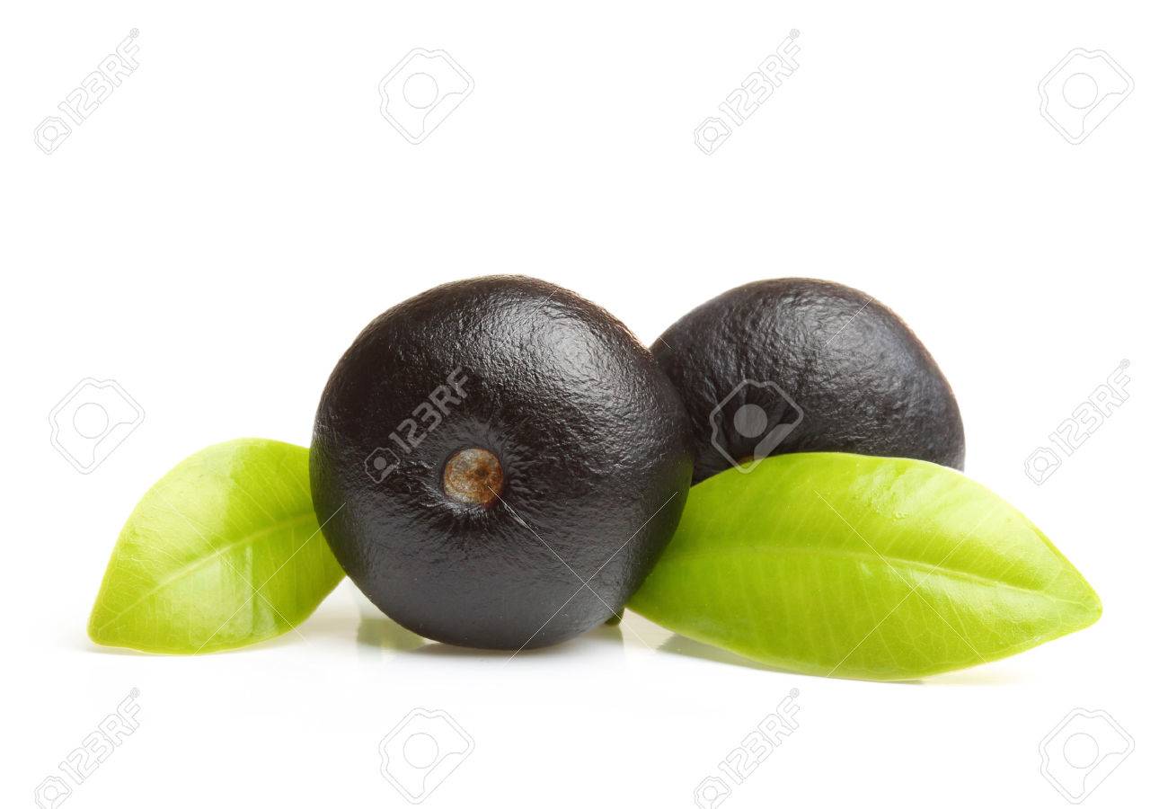 Amazon acai berry fruit with leaf isolated on white background. - 61201402 Amazon acai berry fruit with leaf isolated on white background. - 61201402