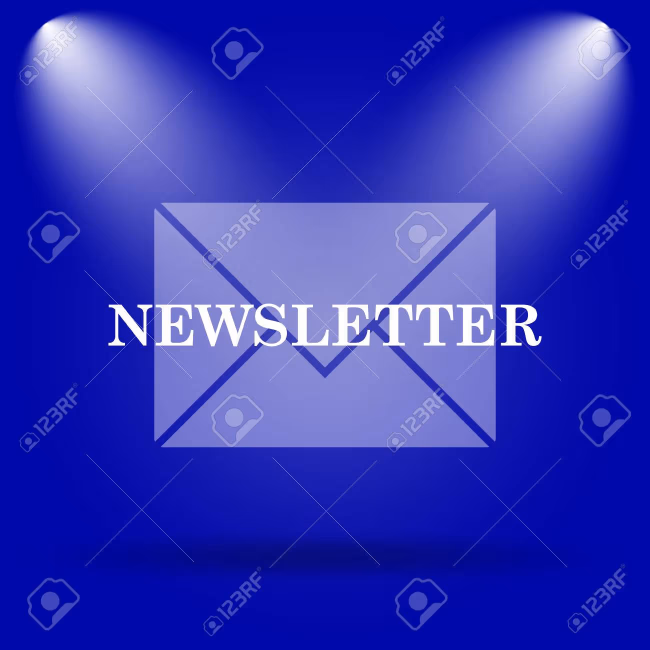 Newsletter icon. Flat icon on blue background. - 40772633 Newsletter icon. Flat icon on blue background. - 40772633
