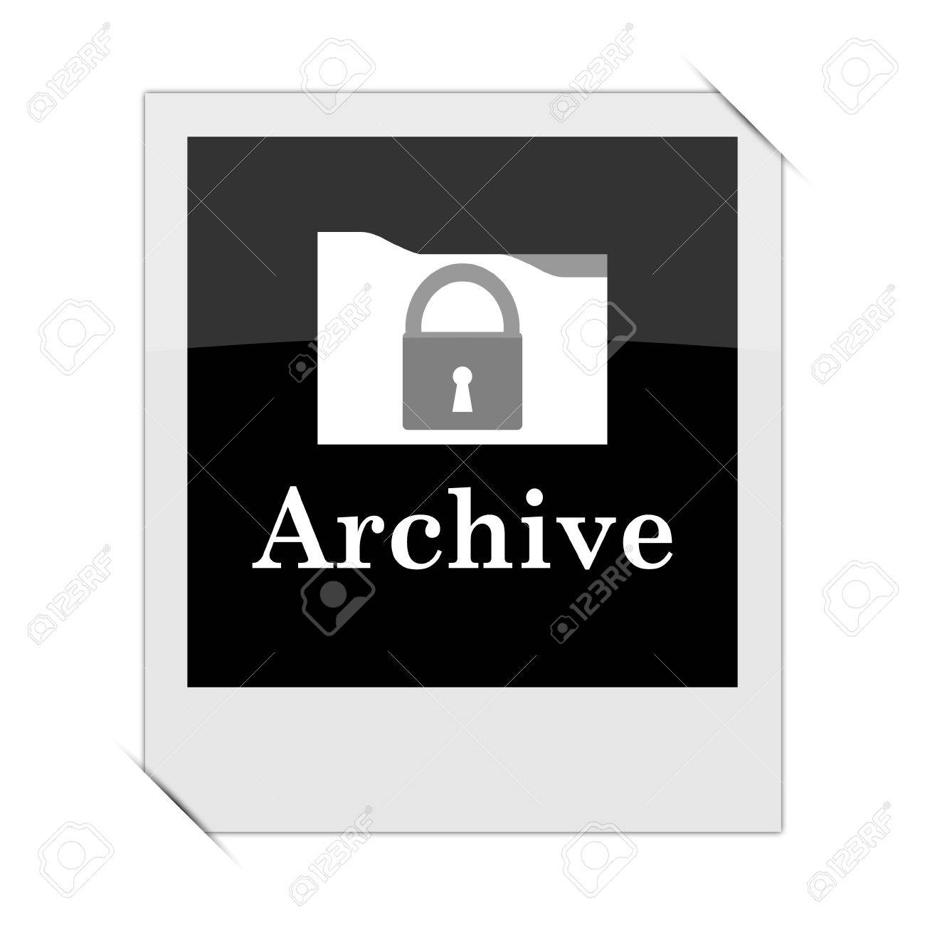 白い背景の上の写真内のアーカイブのアイコン の写真素材 画像素材 Image