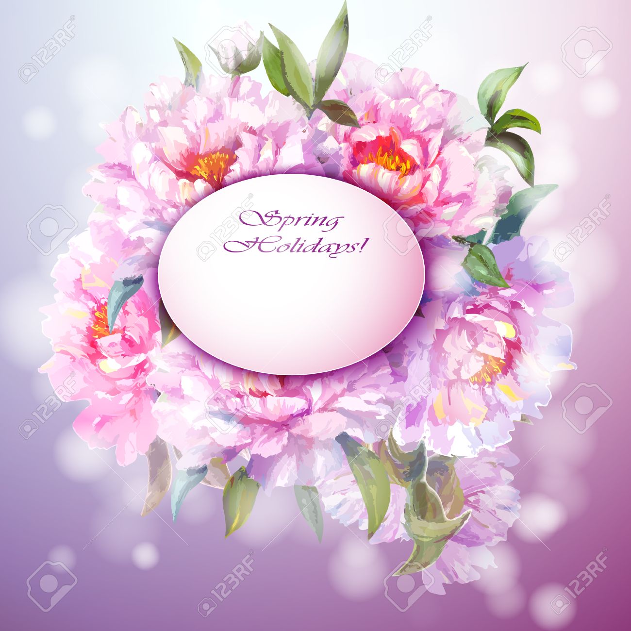 牡丹の花春の花の招待テンプレート カードを背景します のイラスト素材 ベクタ Image