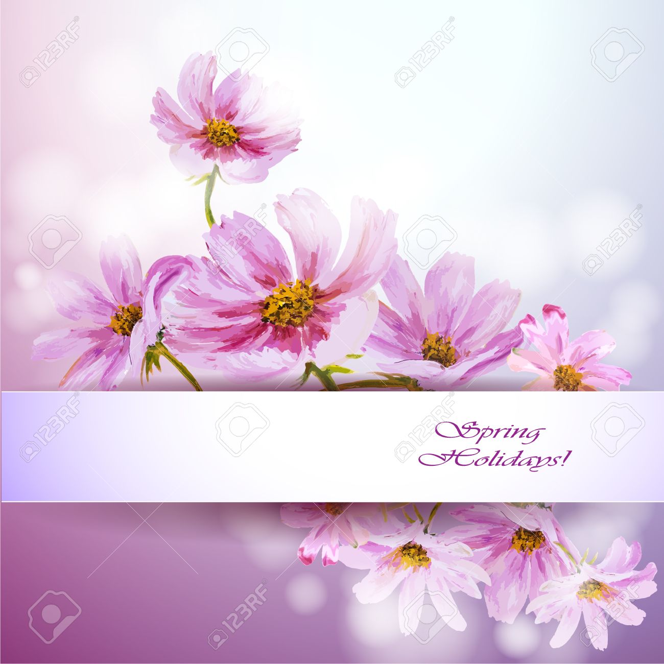 cosmos flowers background spring flowers invitation template