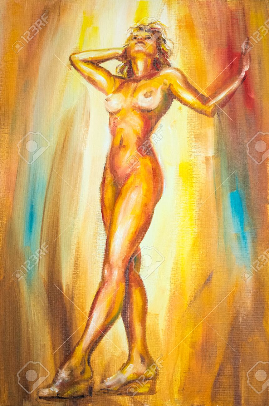 Hermosa Mujer Desnuda. Pintura Al Óleo. Fotos, retratos, imágenes y  fotografía de archivo libres de derecho. Image 34026634