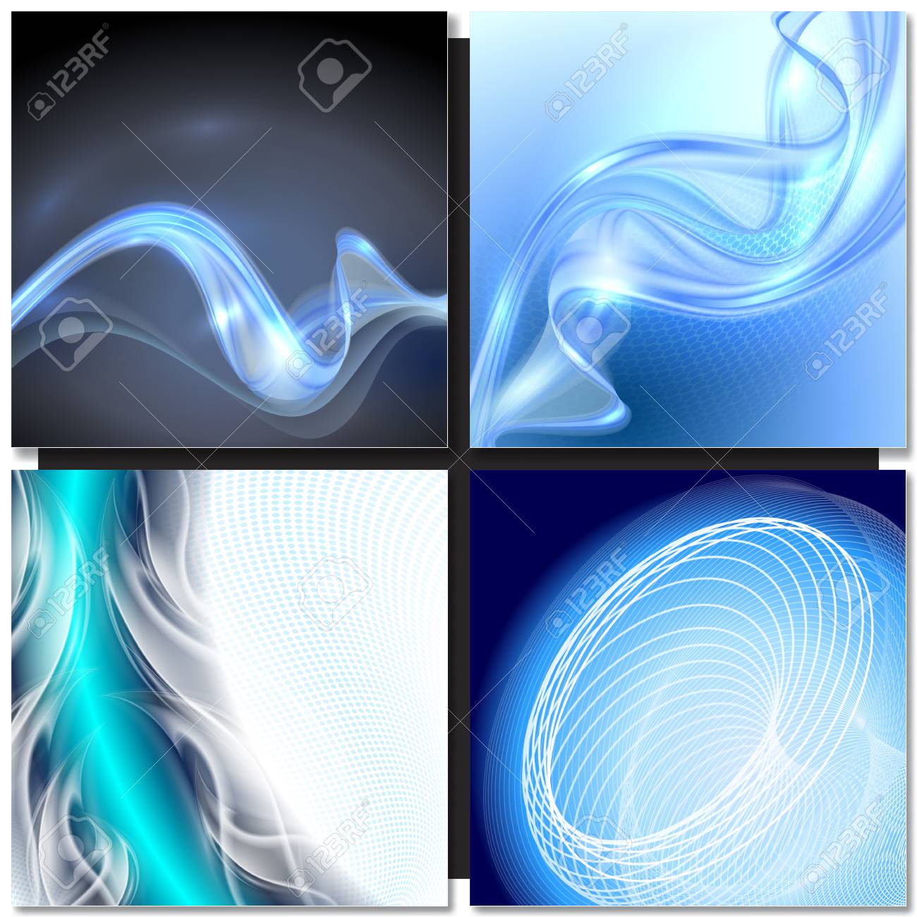 set of abstract blue swirl wave vector backgrounds royalty free blueswirl