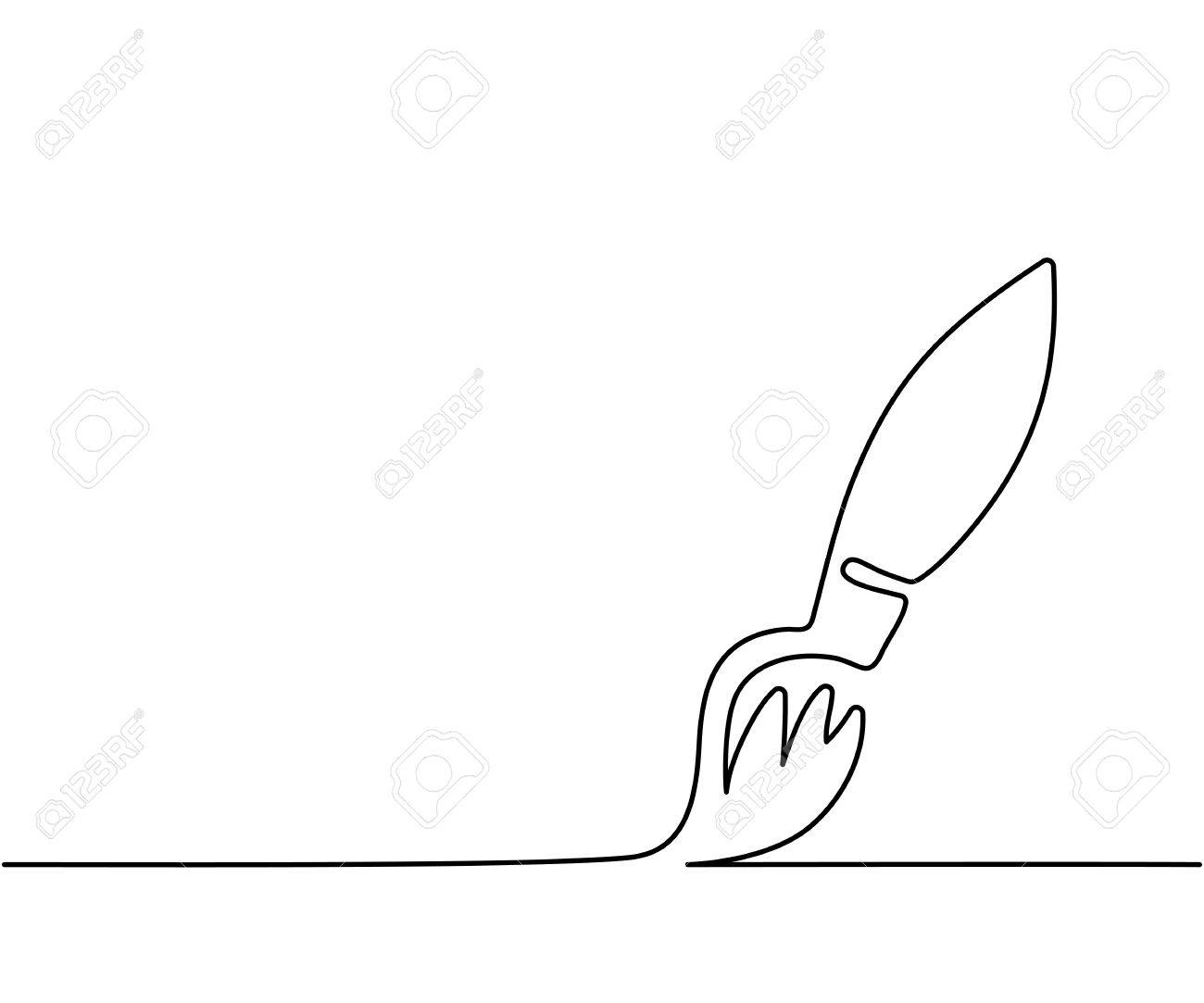 ブラシ ビジネス アイコン 連続的な薄い線画イラストのイラスト素材 ベクタ Image