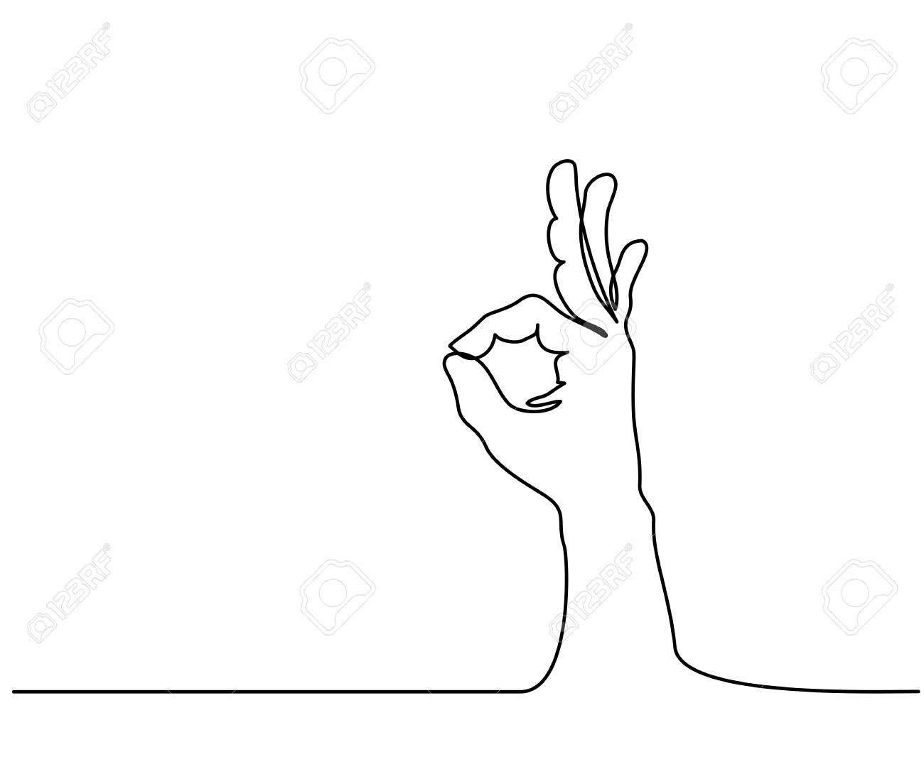 Continuous line drawing. Hand in ok sign on a white isolated background. Vector illustration. - 93778576 Continuous line drawing. Hand in ok sign on a white isolated background. Vector illustration. - 93778576