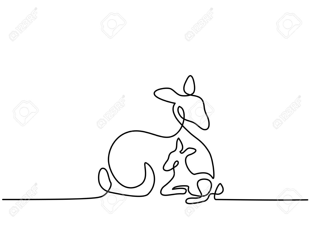 Ligne Continue Cerfs Cerfs Biche Avec Bebe Icone Illustration Vectorielle Clip Art Libres De Droits Vecteurs Et Illustration Image