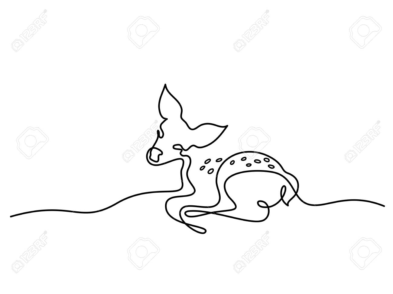 Dessin Au Trait Continu Drole De Chevreuil Fauve Bebe Illustration Vectorielle Concept Pour Logo Carte Banniere Flyer Affiche Clip Art Libres De Droits Vecteurs Et Illustration Image