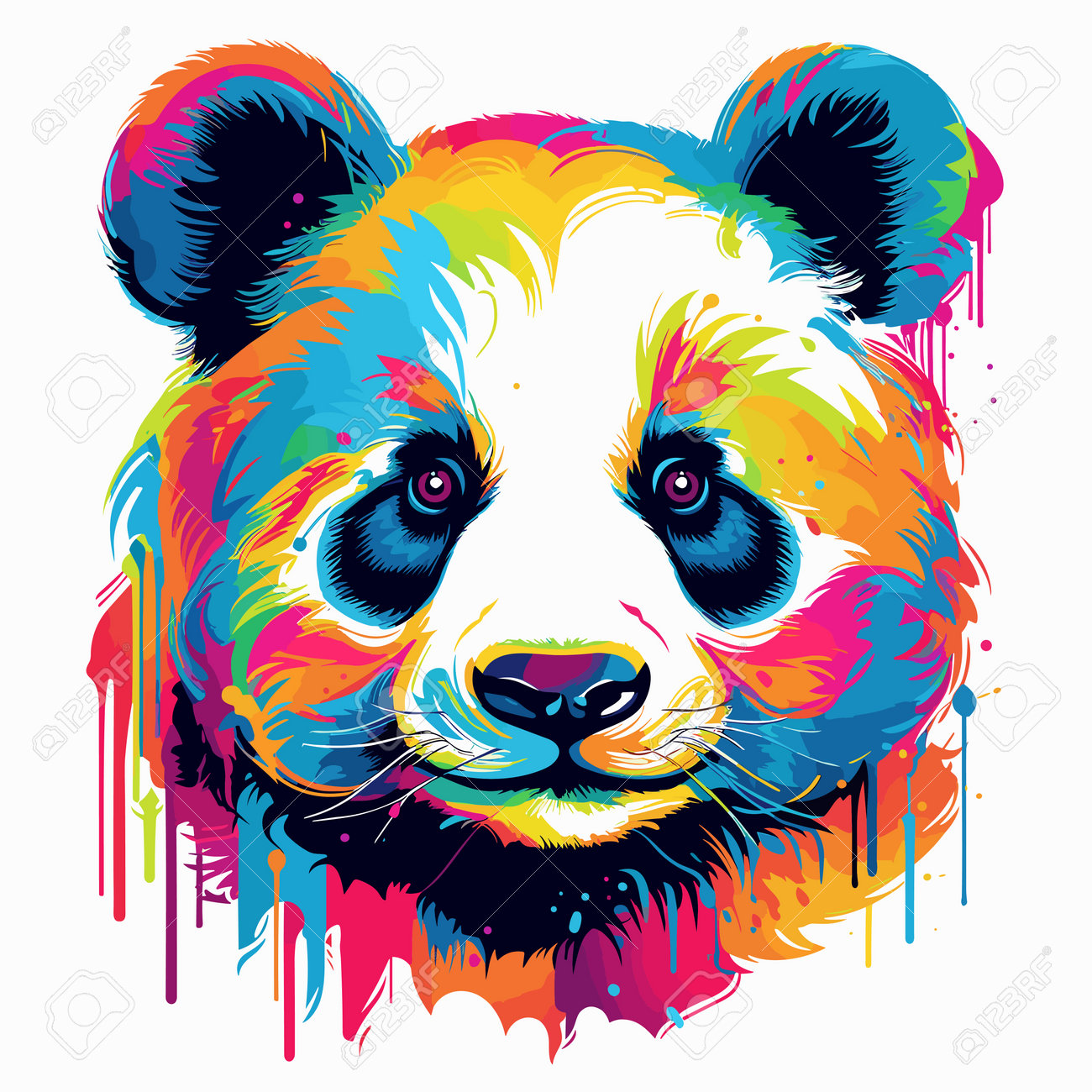 パンダ カラフル 絵 絵画