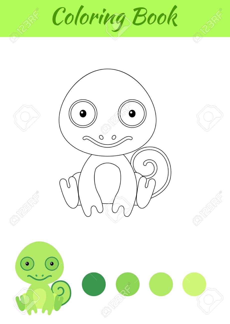 Coloring Page Little Sitting Baby Chameleon Coloring Book For Royalty Free Cliparts Vectors And Stock Illustration Image 152009656