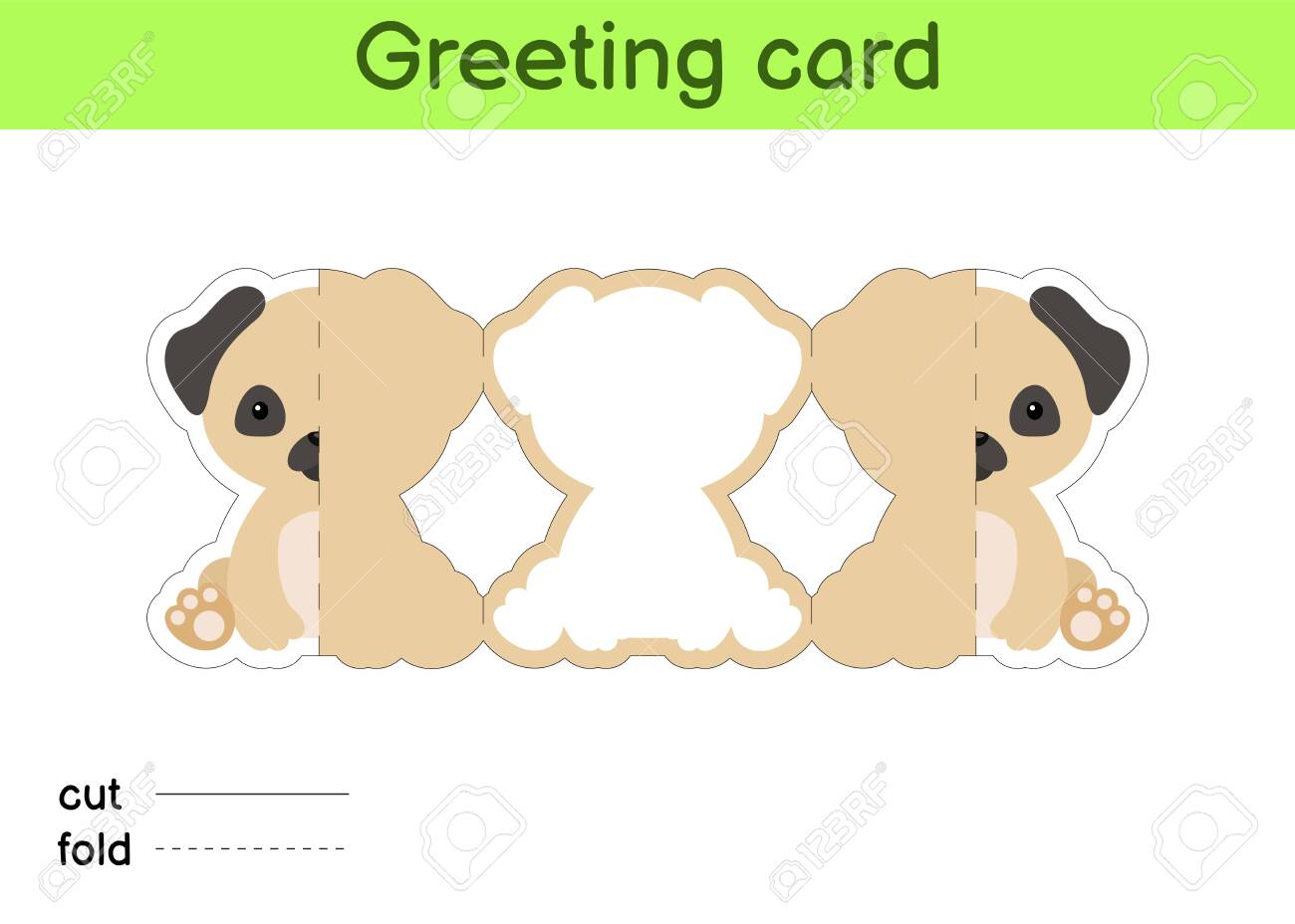 Cute Pug Dog Fold-a-long Greeting Card Template. Great For Regarding Fold Out Card Template Cute Pug Dog Fold-a-long Greeting Card Template. Great For Regarding Fold Out Card Template