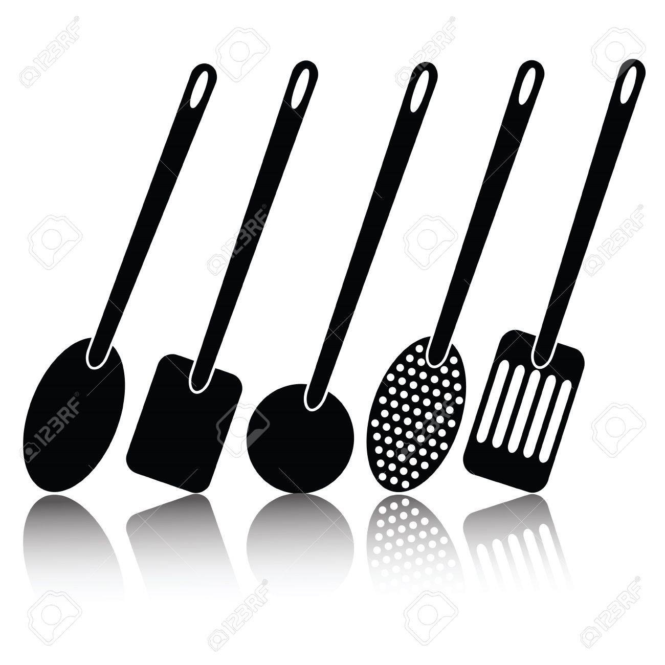 Kitchen Utensils Silhouette Vector Free illustration with kitchen utensil silhouettes on a white Kitchen Utensils Silhouette Vector Free illustration with kitchen utensil silhouettes on a white