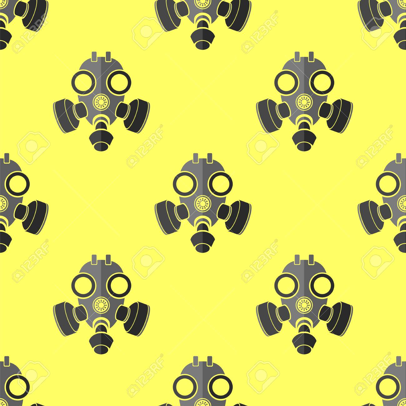 Download Military Gas Mask For Protection Seamless Pattern On Yellow Background Royalty Free Cliparts Vectors And Stock Illustration Image 96680633 PSD Mockup Templates