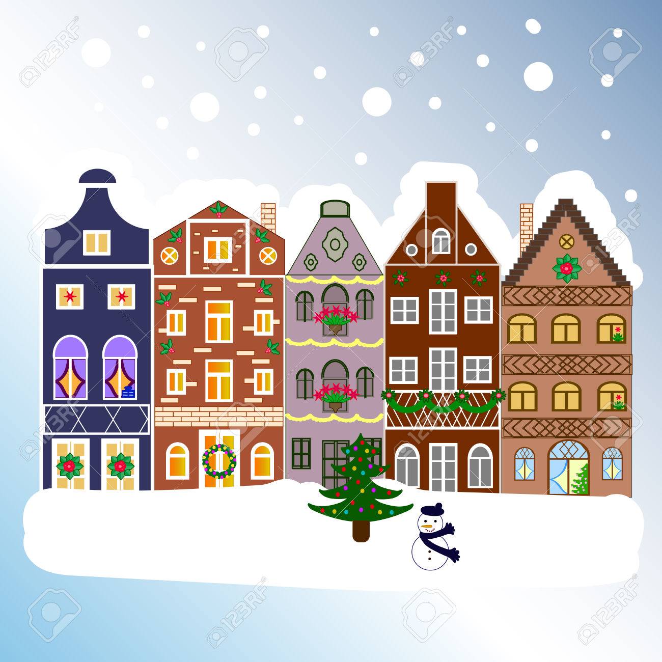 Style Vintage Carte De Voeux Bonne Annee De Dessin Anime Boites Lumineuses Arbre De Noel Avec Des Cadeaux Banque D Images Et Photos Libres De Droits Image