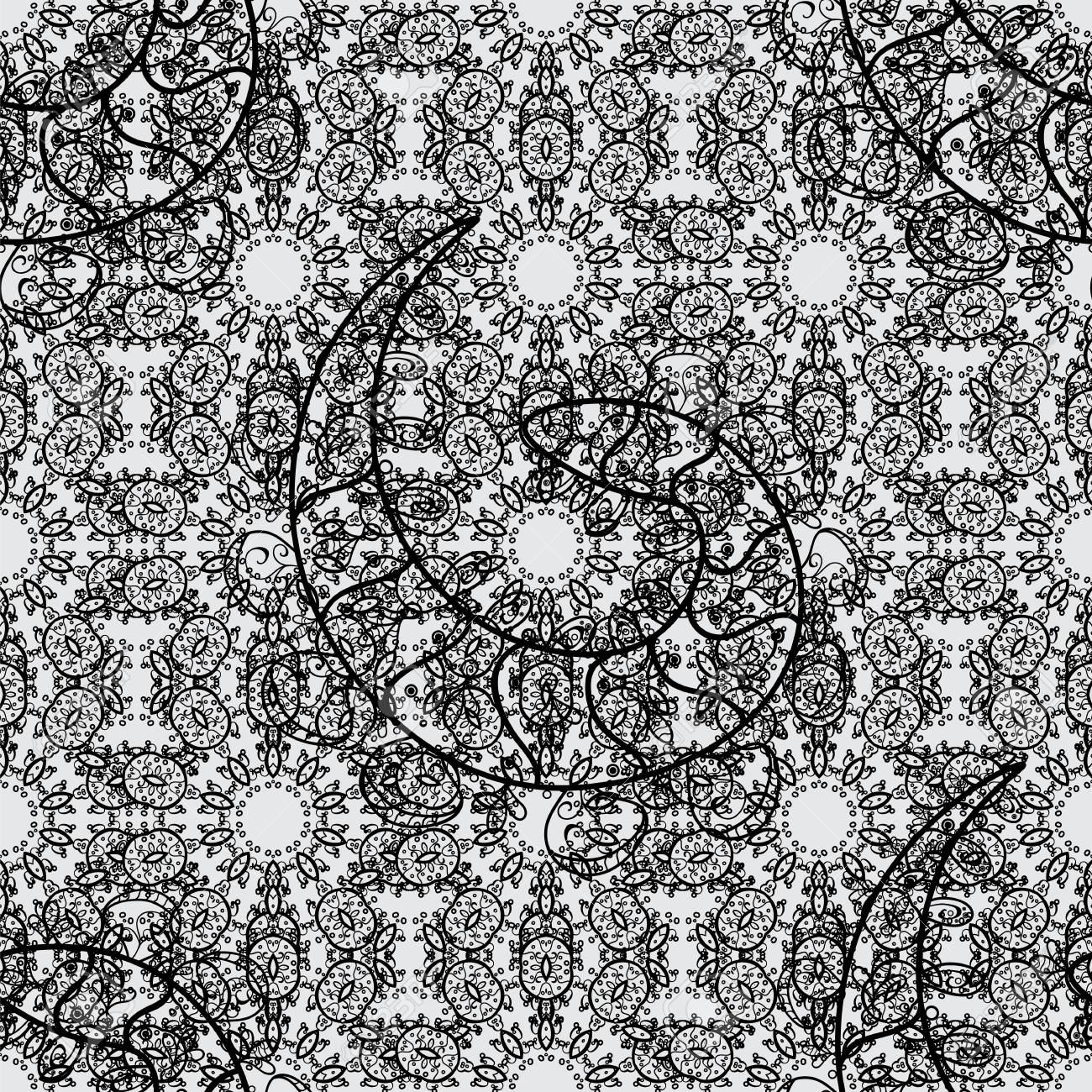 Hermoso Patron Con Flores Abstractas Garabatos Grises Ilustracion Vectorial Fondo Ilustraciones Svg Vectoriales Clip Art Vectorizado Libre De Derechos Image