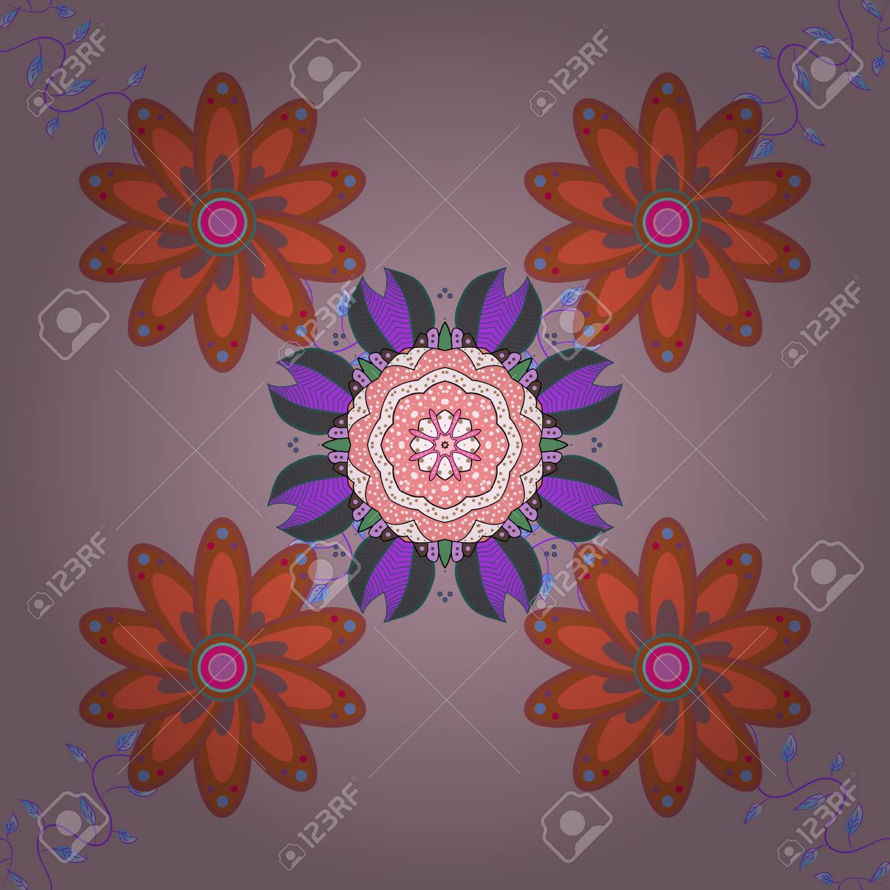 バイオレット色の一時的な刺青マンダラのスケッチはベクター 伝統的なインド スタイル 色のステッカー ヘナタトゥーの観賞用の花要素フラッシュ一時的な入れ墨 ヨガと一時的な刺青のデザイン カード プリントのイラスト素材 ベクタ Image
