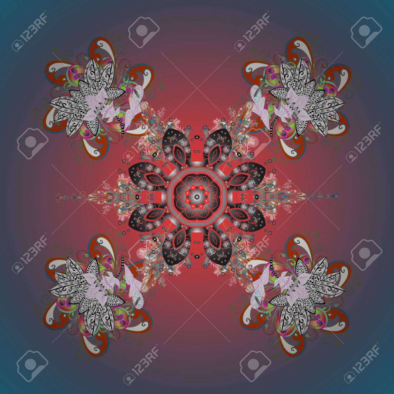 Coloriages flocon de neige élégant Illustration d hiver ornementales de vecteur pour la décoration