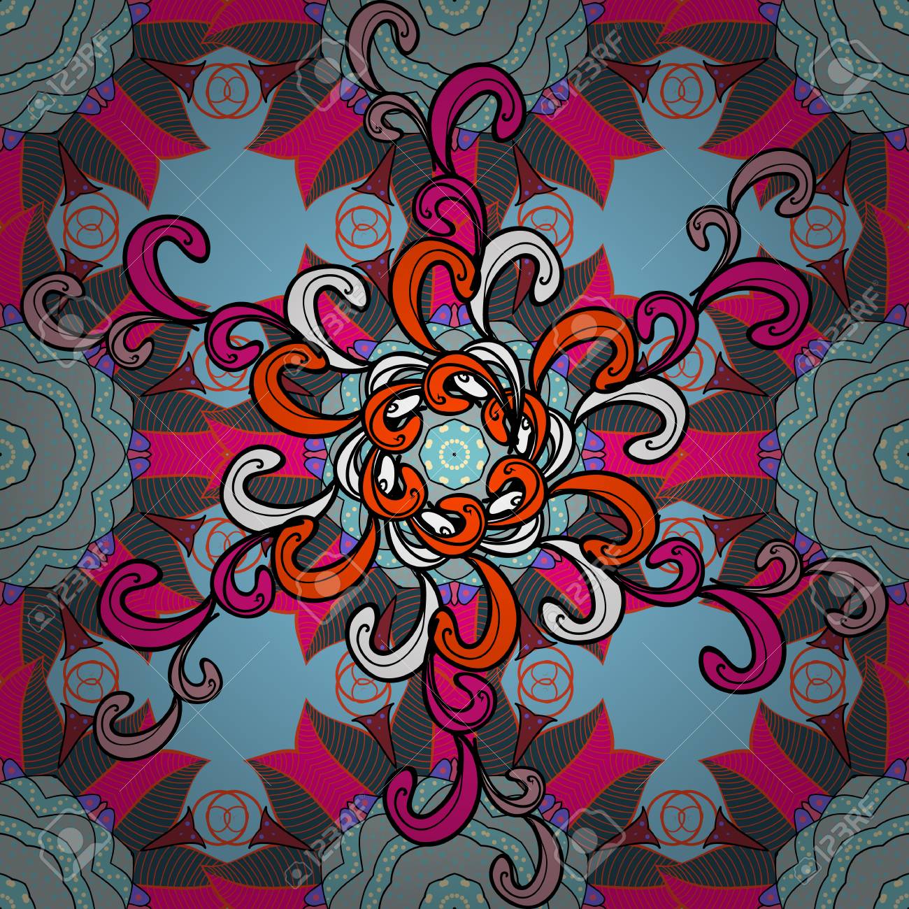 Simbolo Espiritual Y Ritual Del Islam Arabe Religiones Indias Elemento Circulo Geometrico En Colores Glod Vector Patron De Adorno Redondo Mandala En Colores Azul Negro Y Naranja Ilustraciones Vectoriales Clip Art Vectorizado