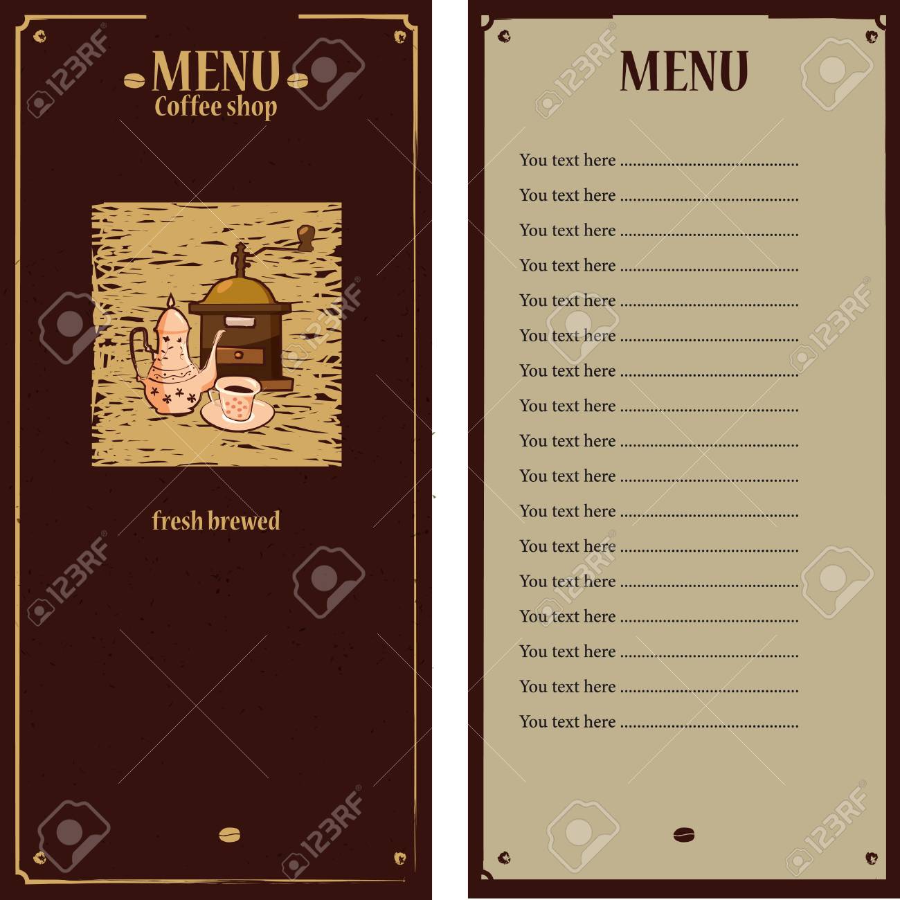 coffee menu template with coffee grinder coffee pot cup royalty