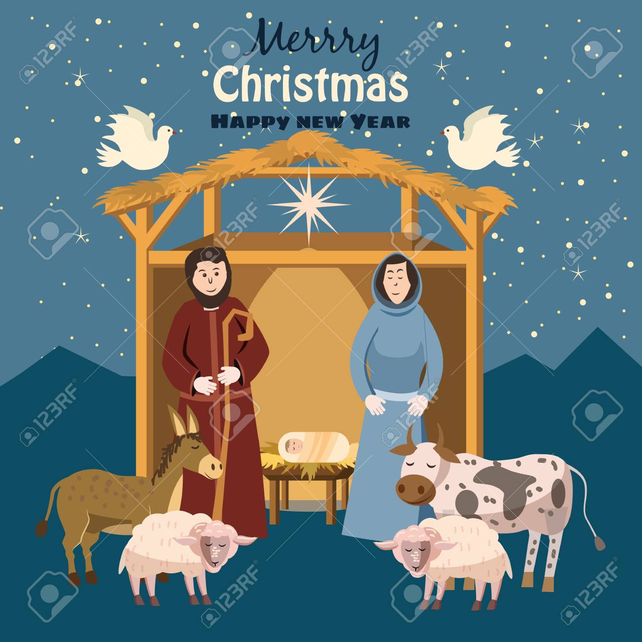 nativity scene vector set