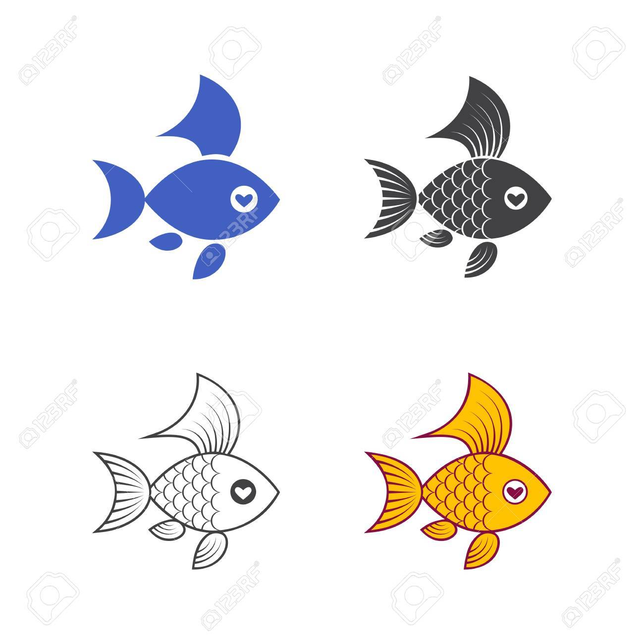 白地に金魚のベクター画像 カラー モノクロ シルエット 概要 のイラスト素材 ベクタ Image