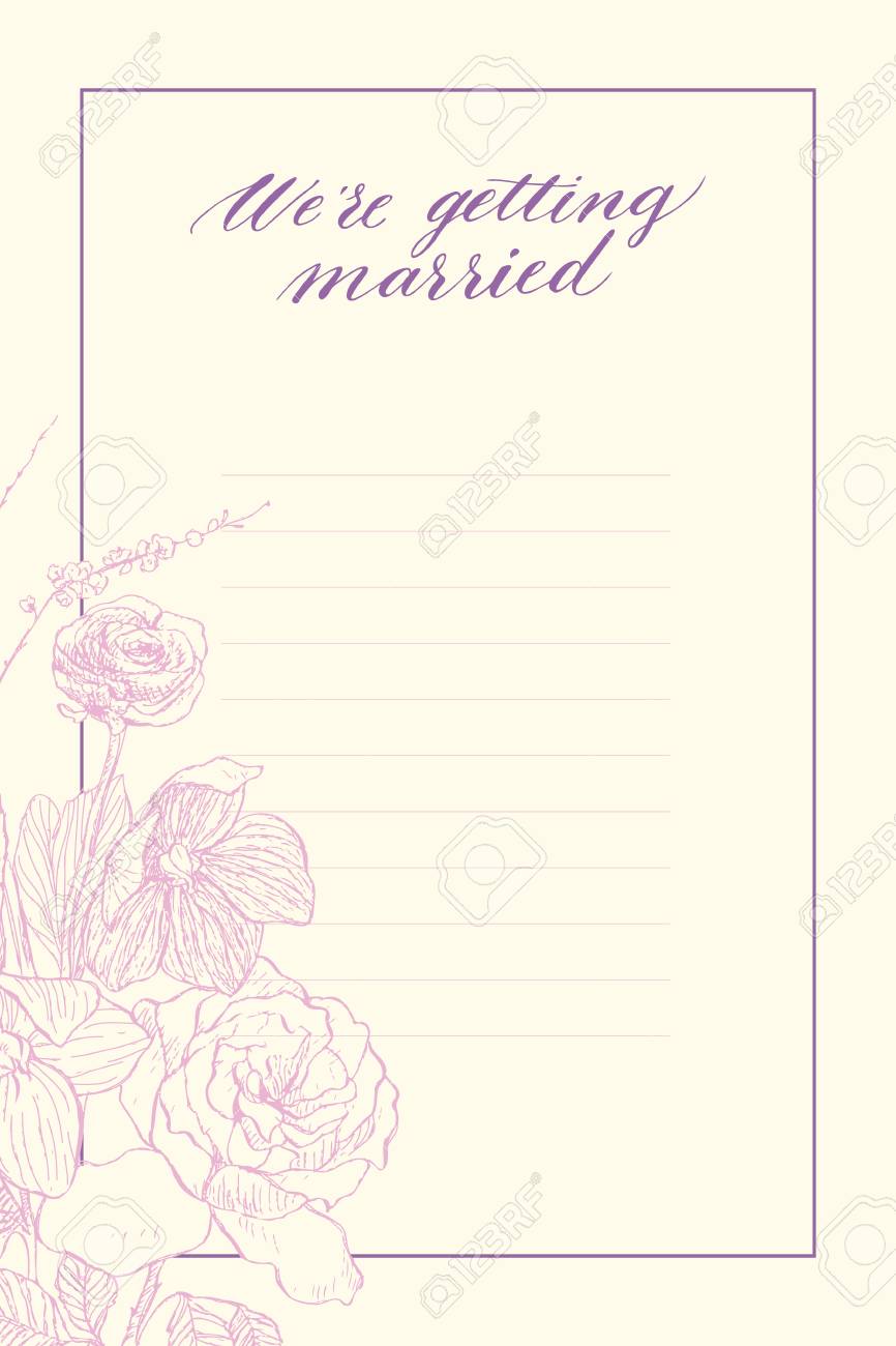 結婚式招待状のビンテージ ボタニカル イラスト花のイラスト素材 ベクタ Image