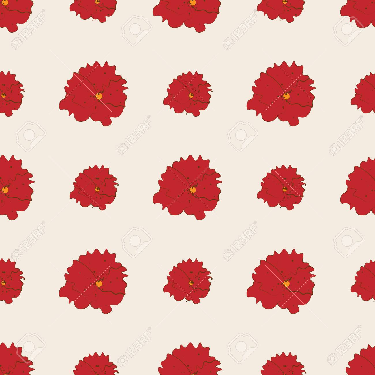 red poppy flowers seamless pattern on white background fashion
