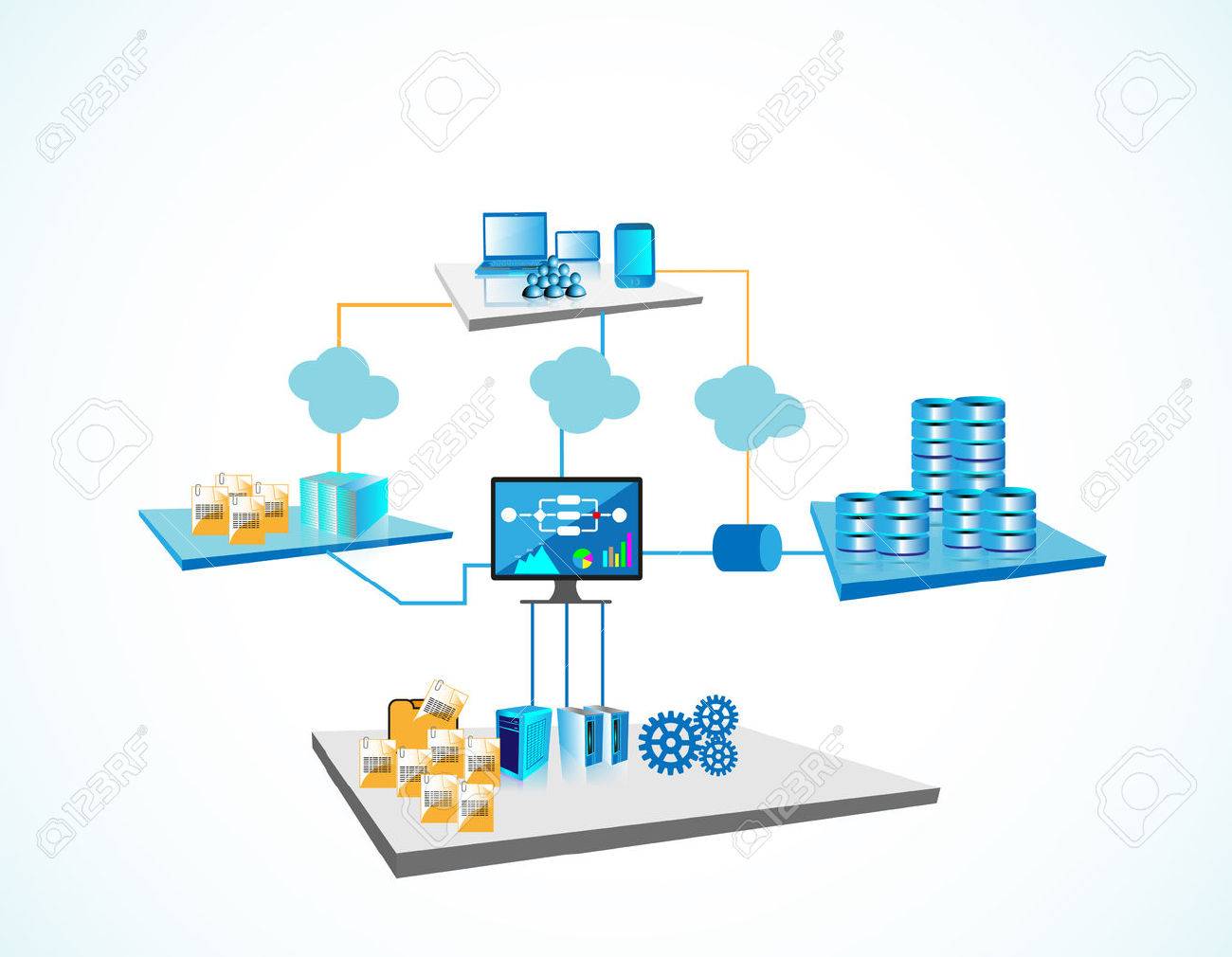 System Integration Architecture, Illustrates Various Systems.. Royalty Free  Cliparts, Vectors, And Stock Illustration. Image 73474775.